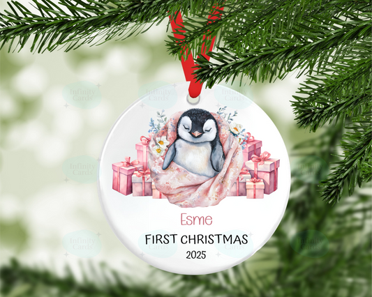 Personalised Penguin First Christmas Tree Decoration