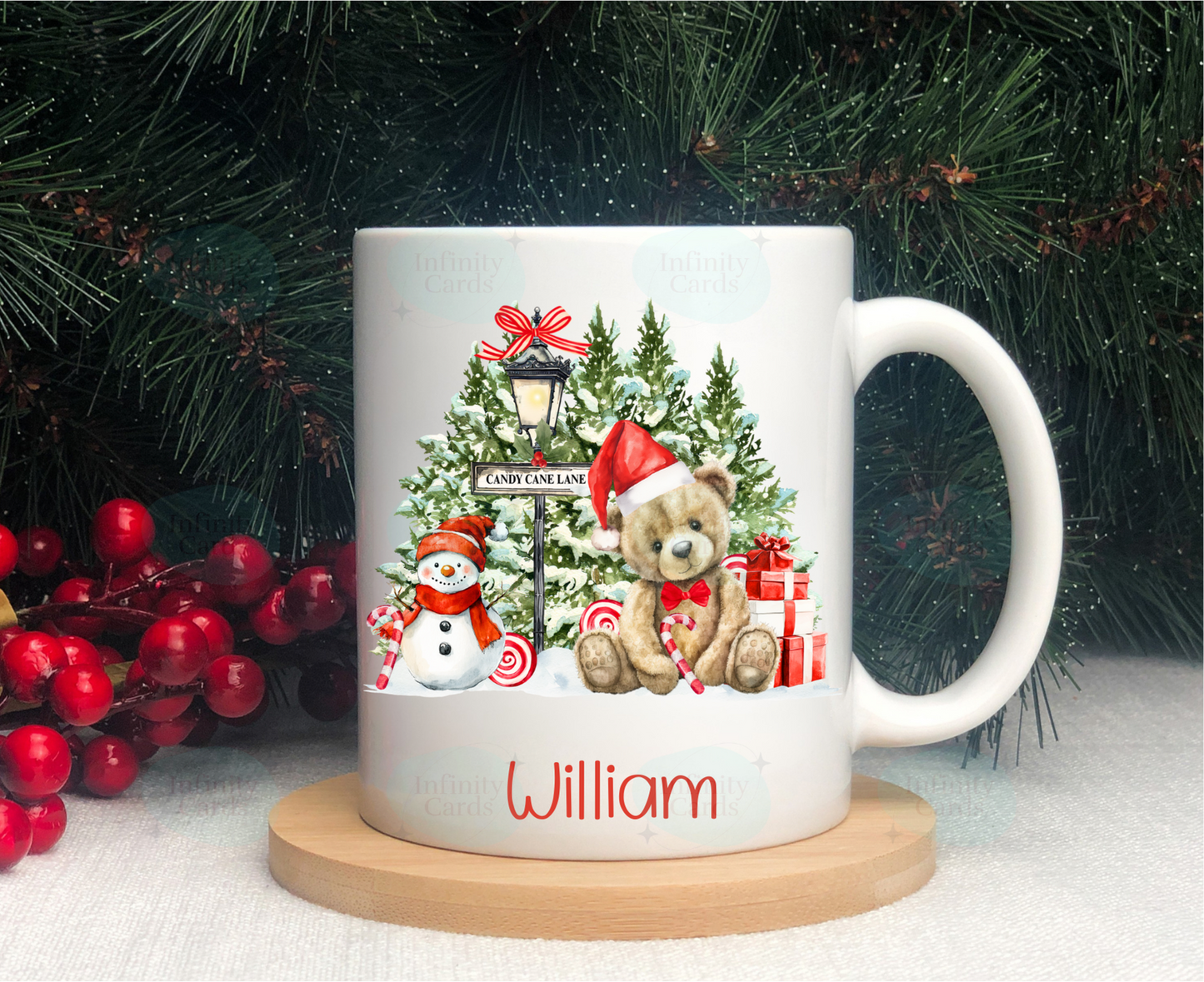 Personalised Teddy Bear Christmas Mug