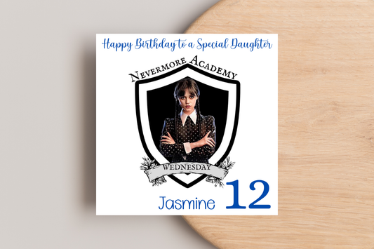 Personalised Wednesday Addams Birthday Card