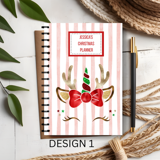 Personalised Unicorn Christmas Planner Notebook