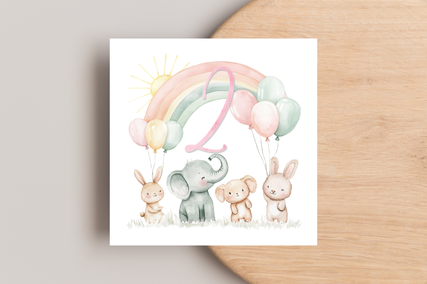 Pastel Animals Birthday Card
