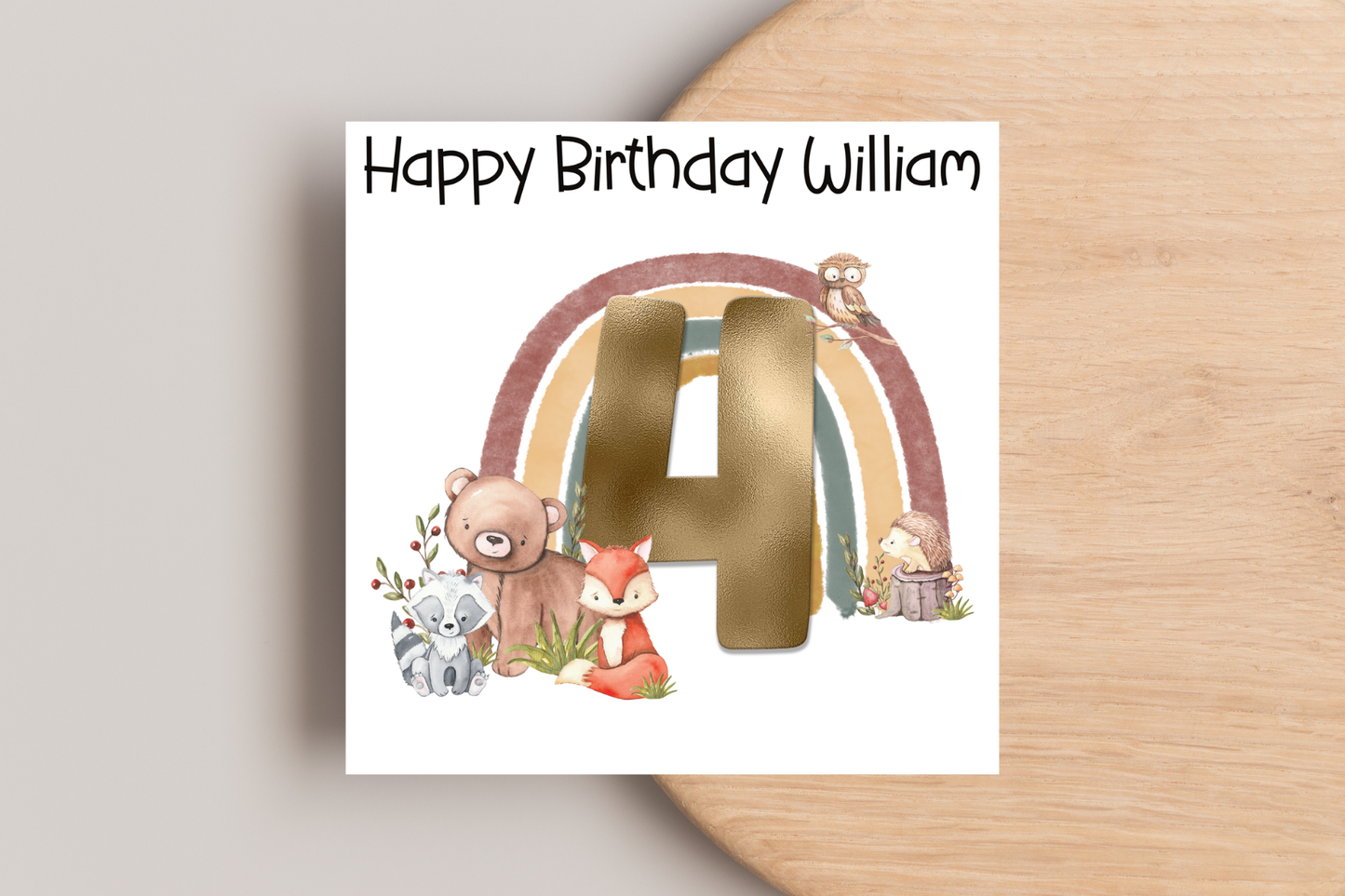 Personalised Woodland Animals Birthday Card