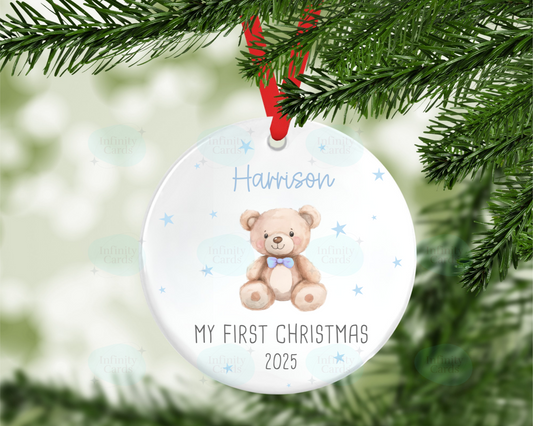Personalised Teddy Bear My First Christmas Tree Decoration