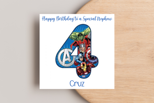 Superhero-Themed Personalised Birthday Card - Avengers