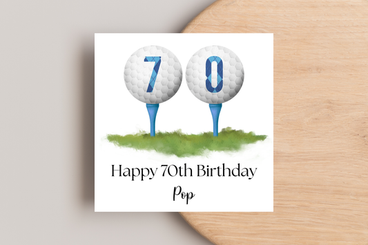 Personalised Golf 70th Birthday Card