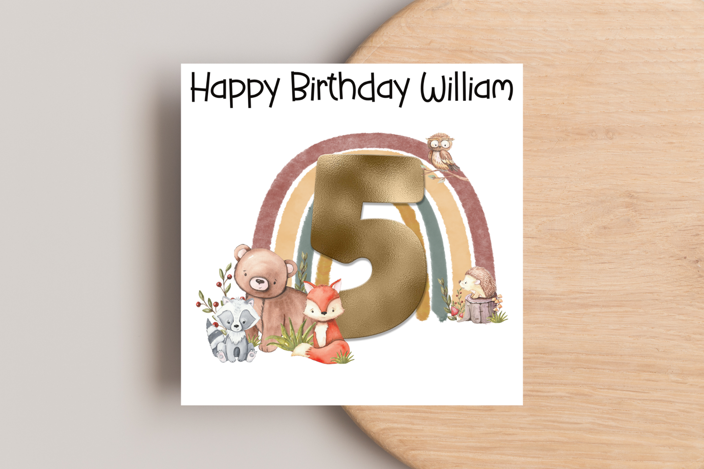 Personalised Woodland Animals Birthday Card