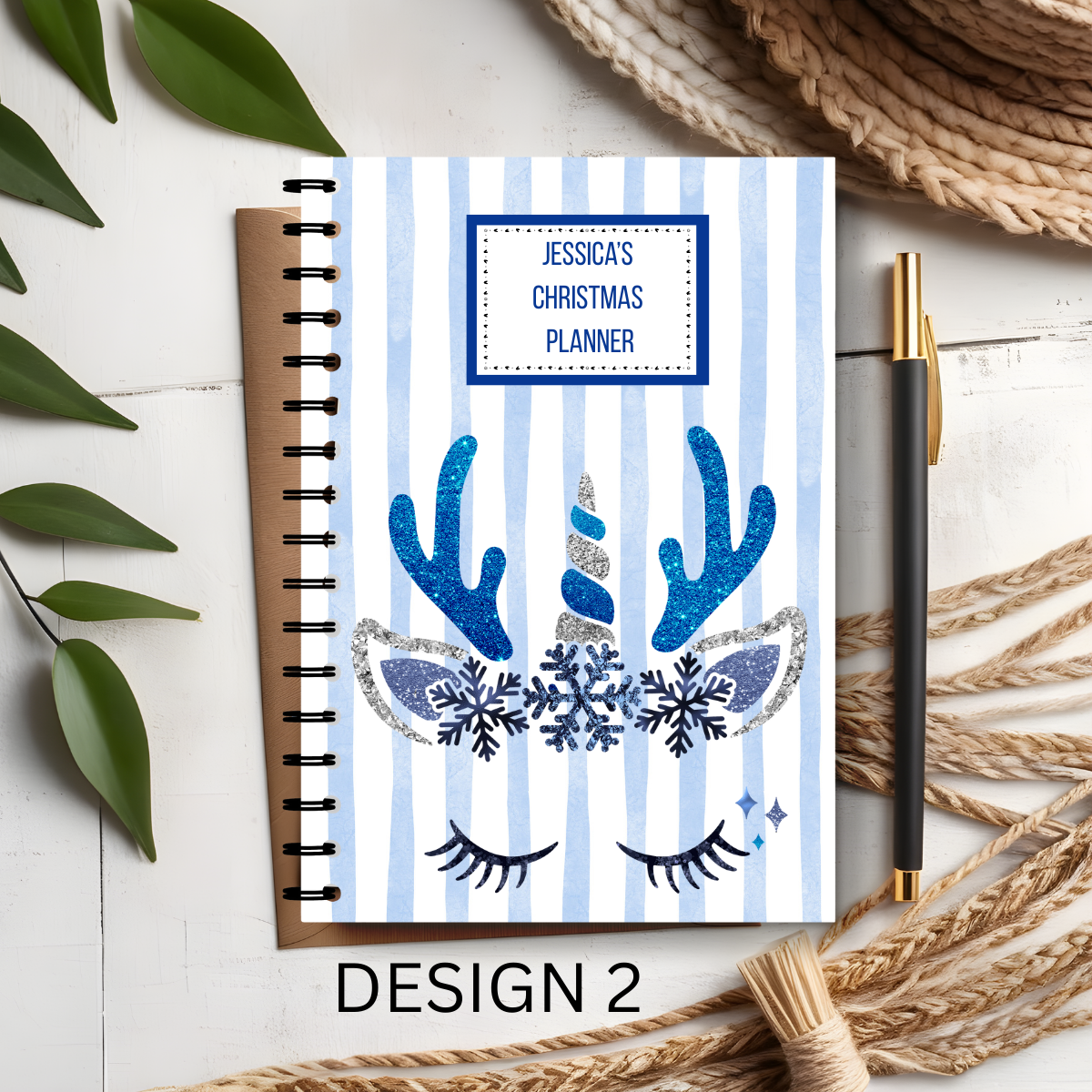 Personalised Unicorn Christmas Planner Notebook