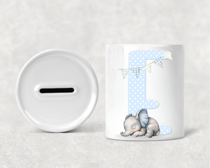 Personalised Blue Elephant Money Box