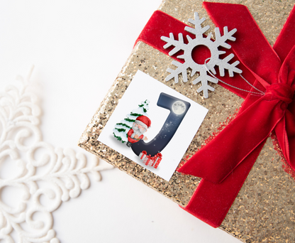 Initial Santa Christmas Present Labels