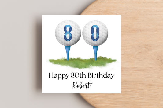 Personalised Golf 80th Birthday Card