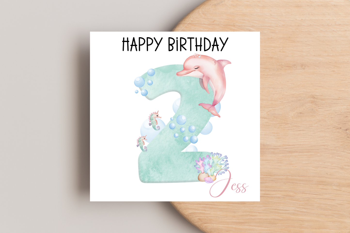 Personalised Dolphin Number Birthday Card
