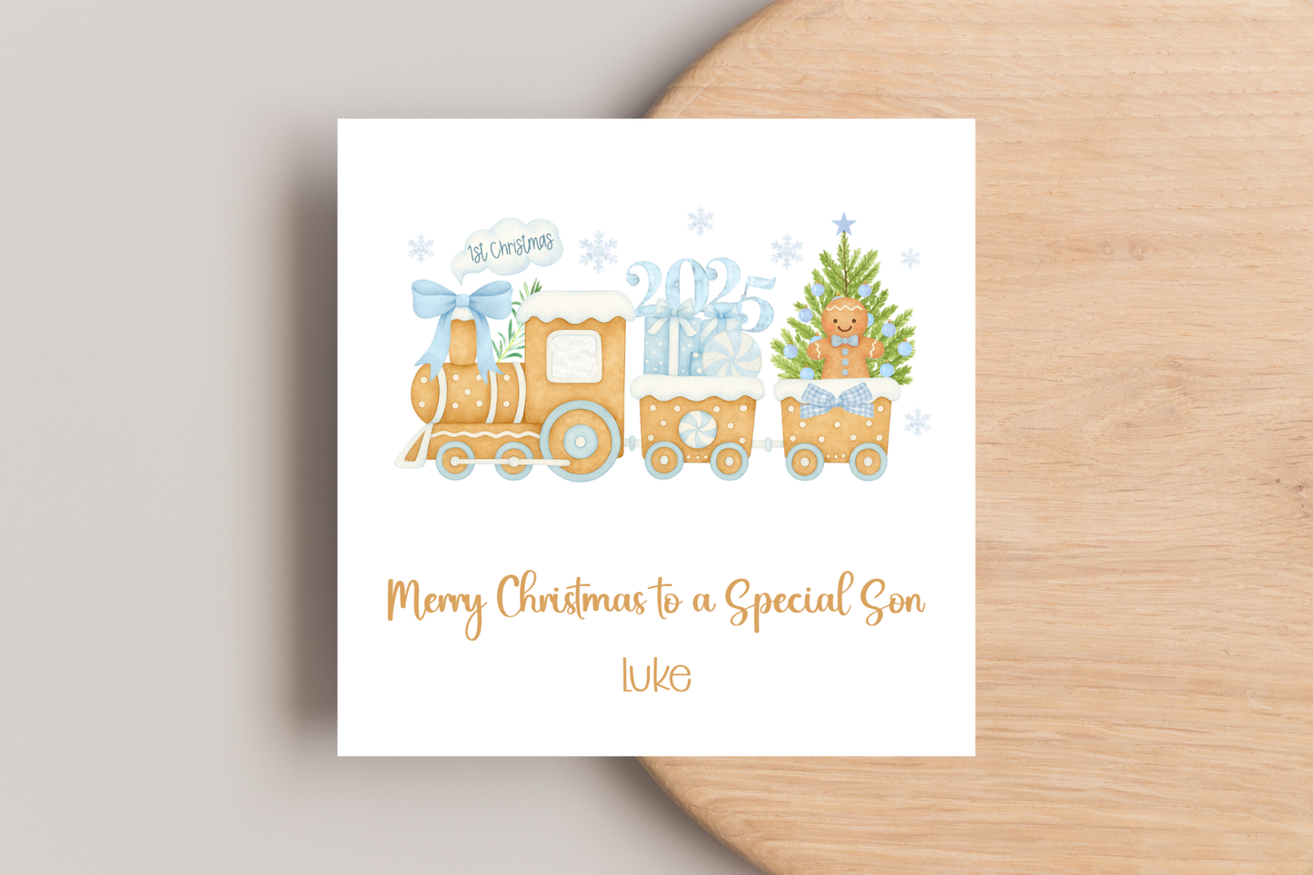 Personalised Gingerbread Train First Christmas Christmas Card