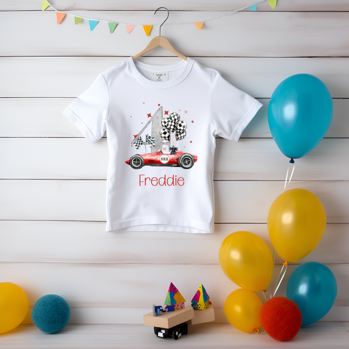 Personalised Racing Car Birthday T shirt