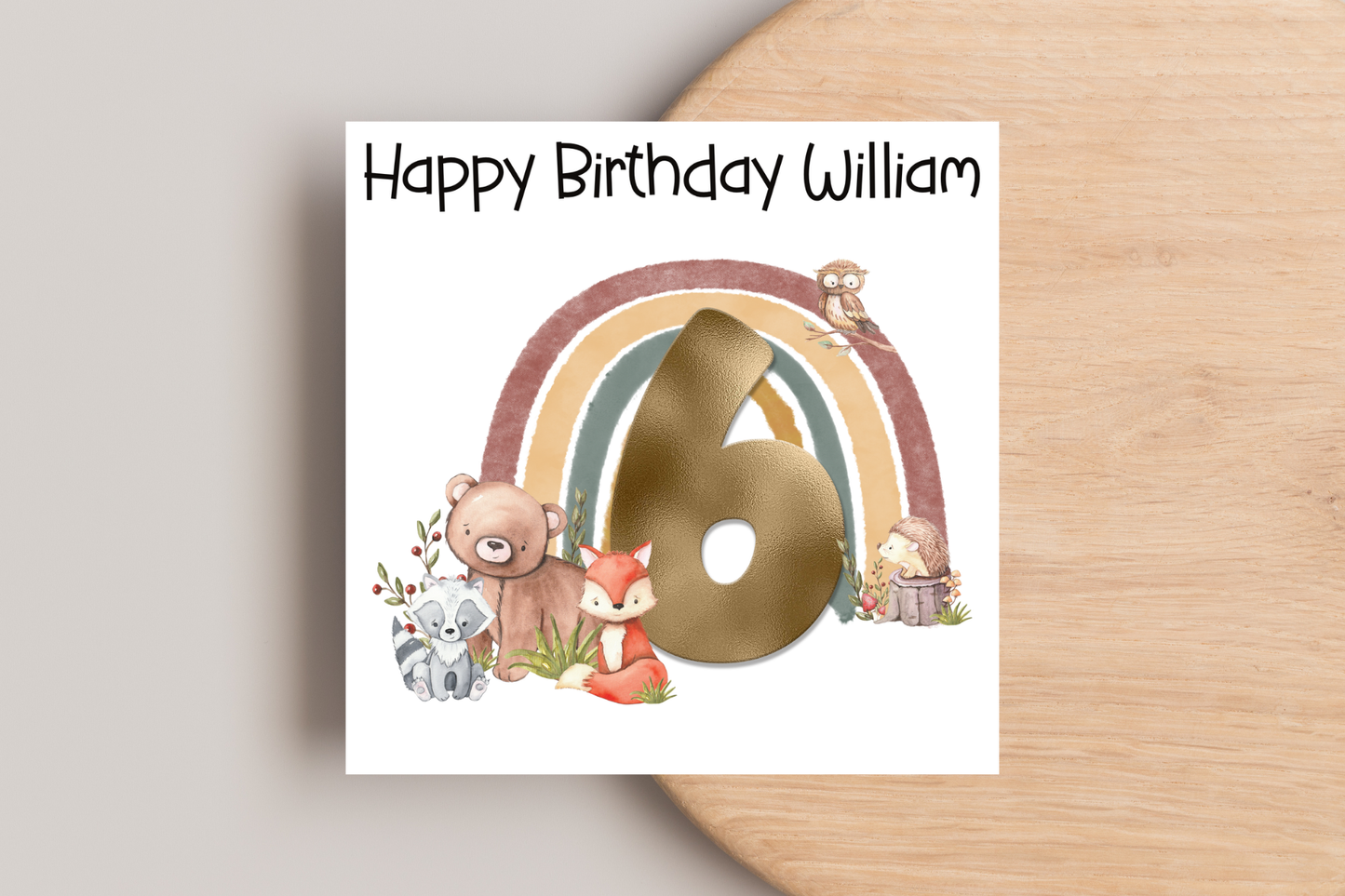 Personalised Woodland Animals Birthday Card