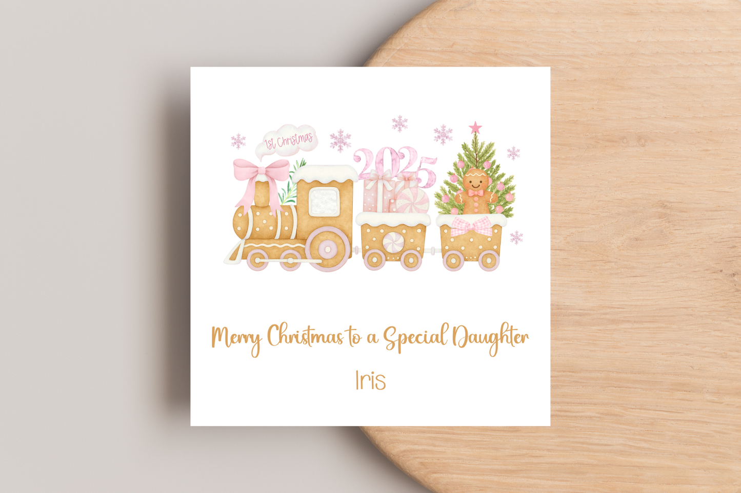 Personalised Gingerbread Train First Christmas Christmas Card