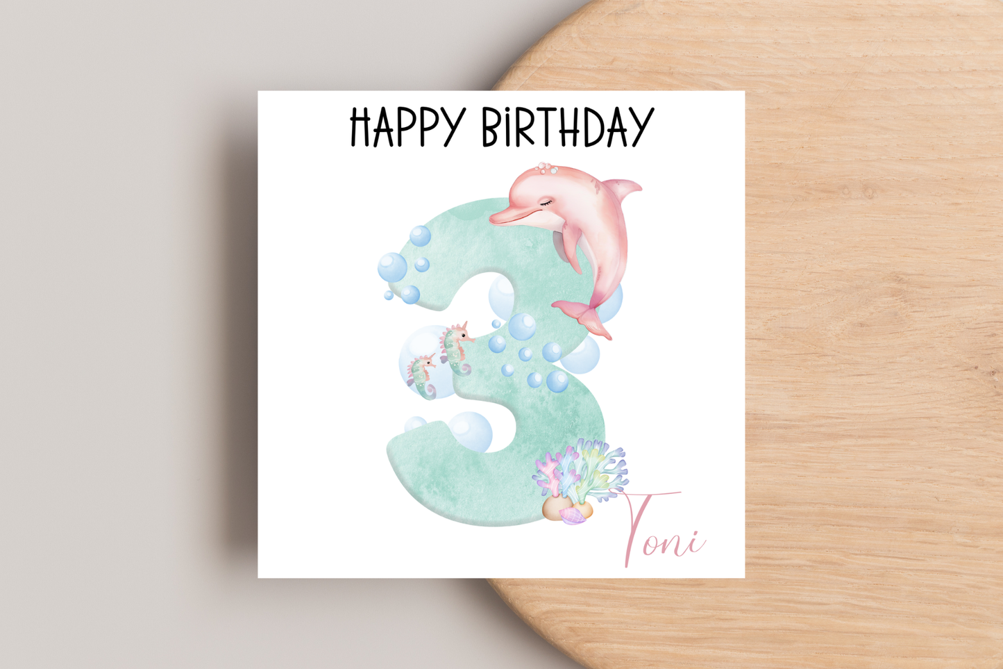 Personalised Dolphin Number Birthday Card