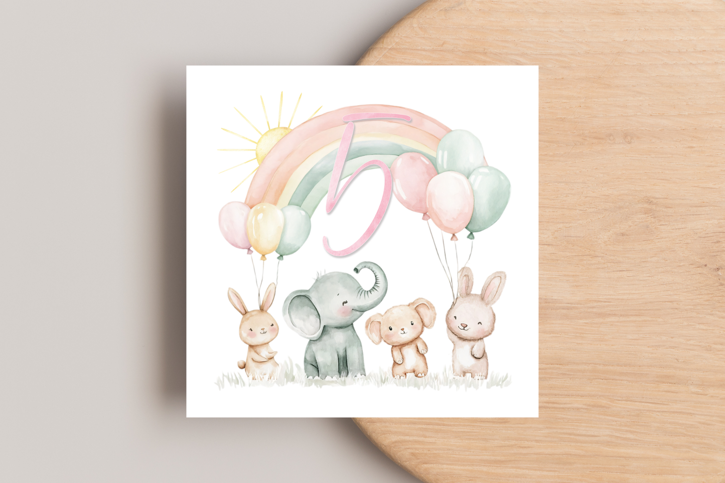 Pastel Animals Birthday Card