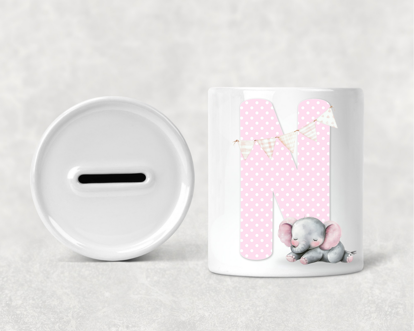 Personalised Pink Elephant Money Box