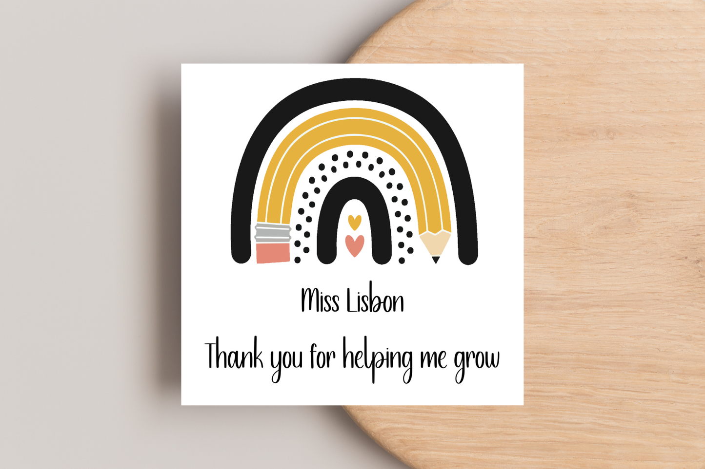 Personalised Thank You Teacher Rainbow End of Year Card