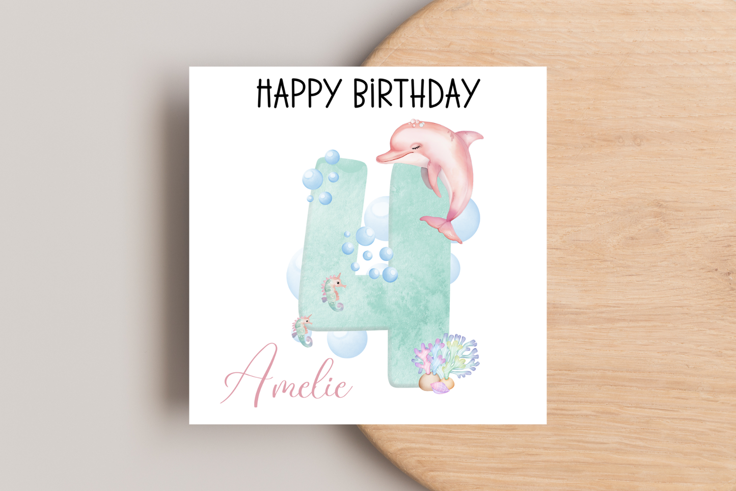 Personalised Dolphin Number Birthday Card