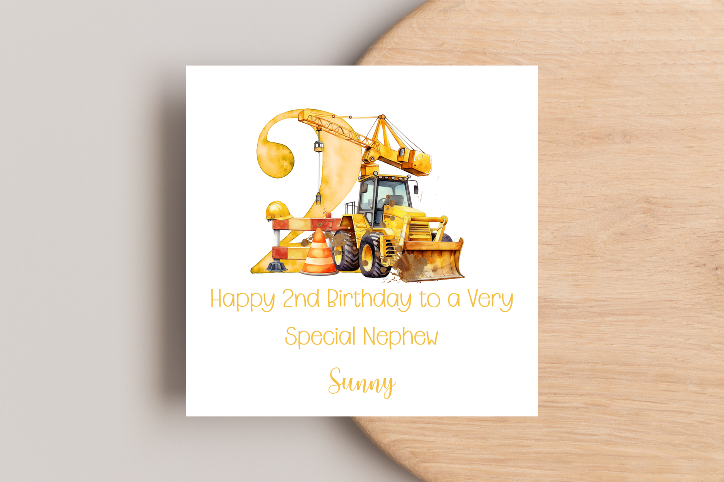 Personalised Digger Construction Themed Birthday Card
