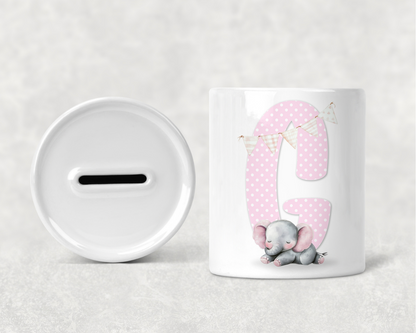 Personalised Pink Elephant Money Box