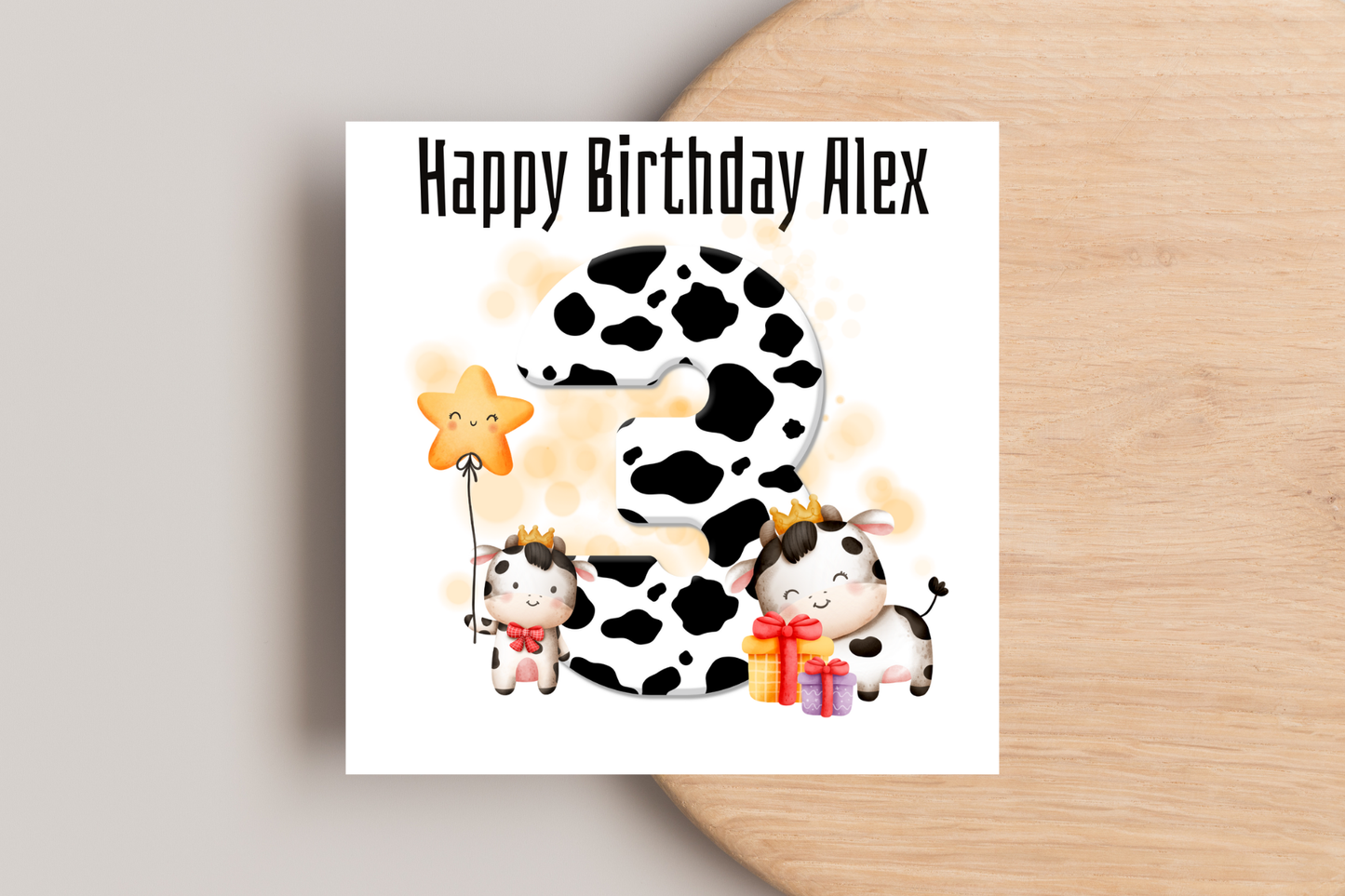 Personalised Cow Birthday Card