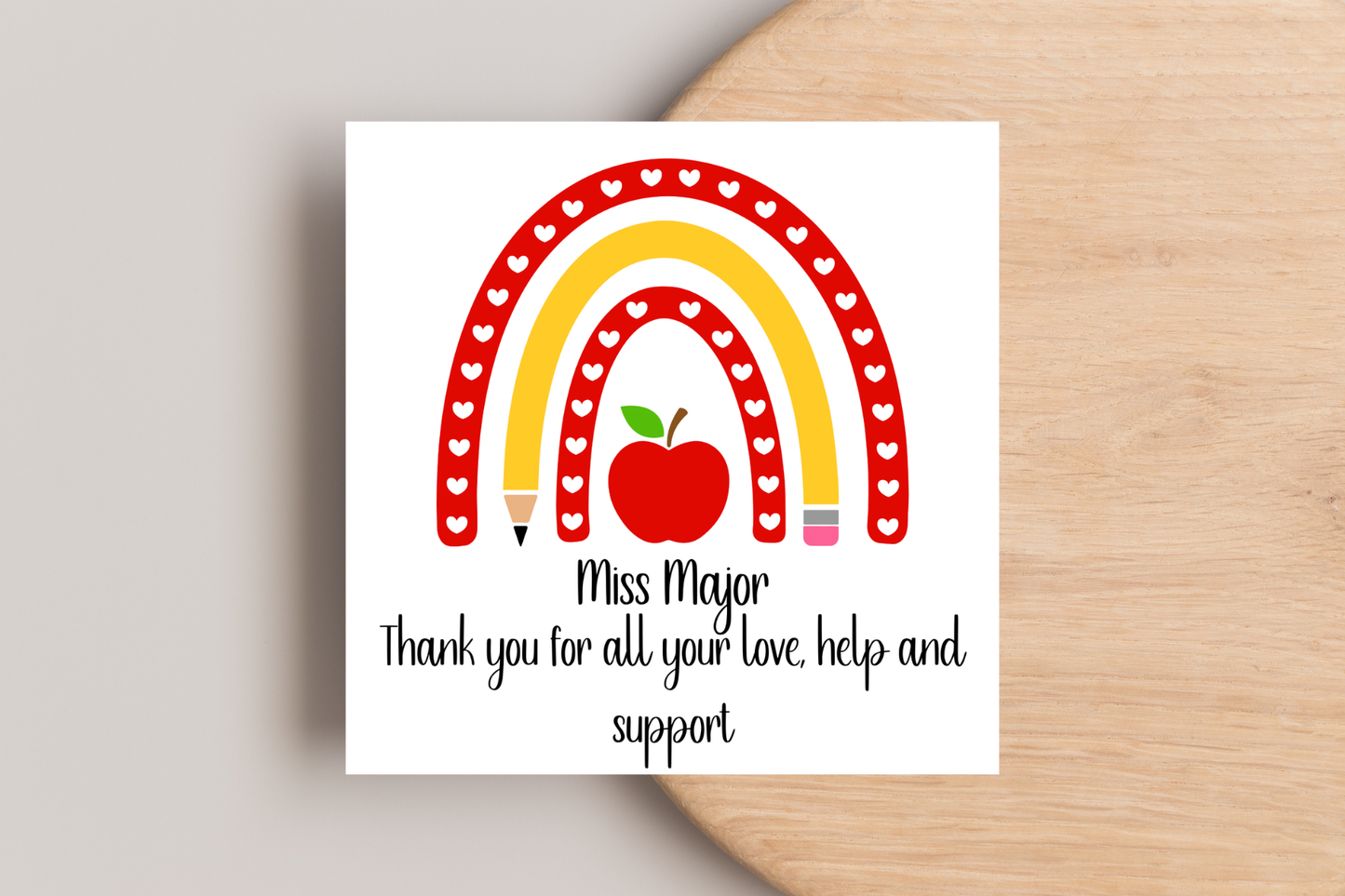 Personalised Thank You Teacher Rainbow End of Year Card