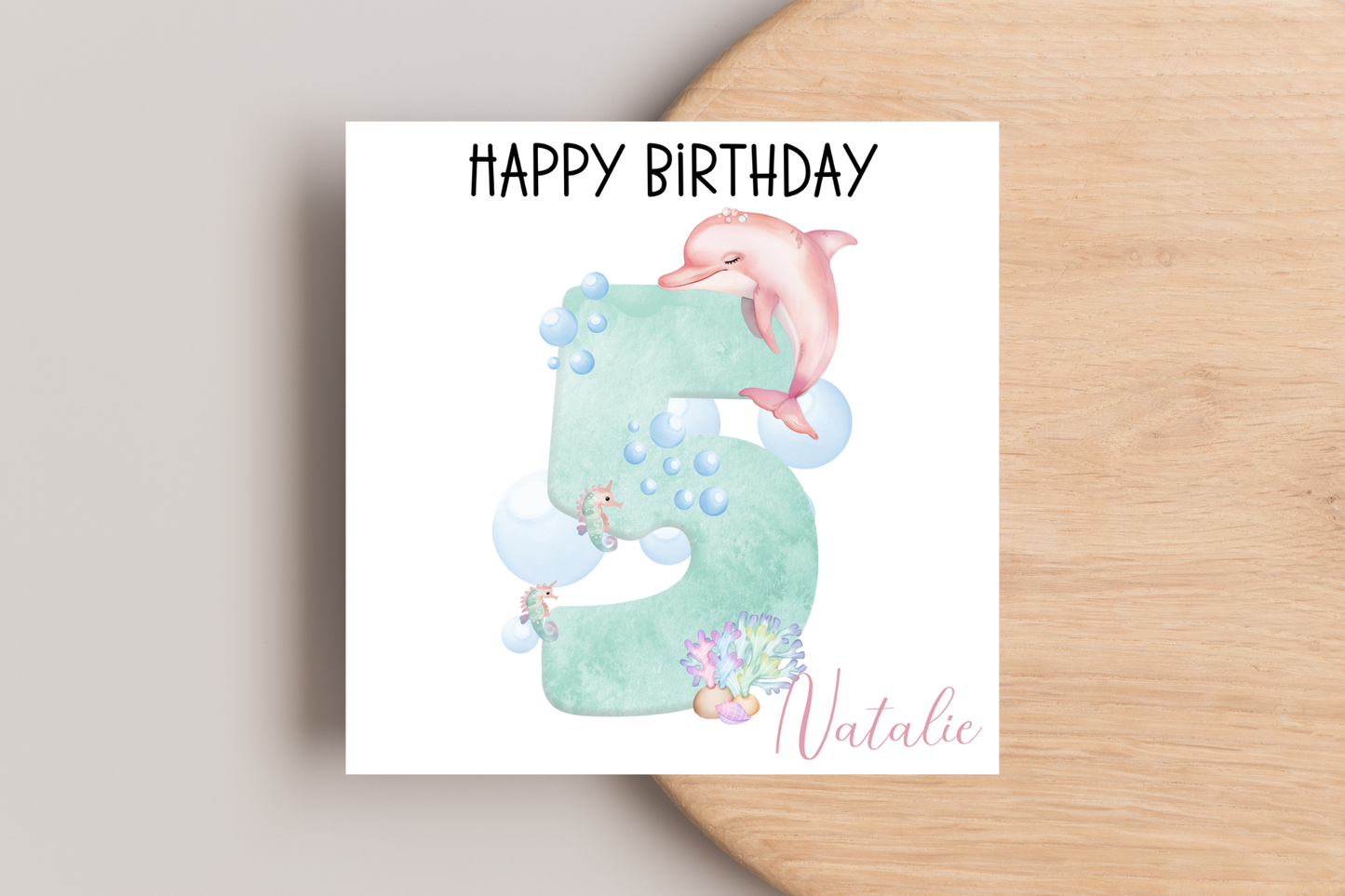 Personalised Dolphin Number Birthday Card