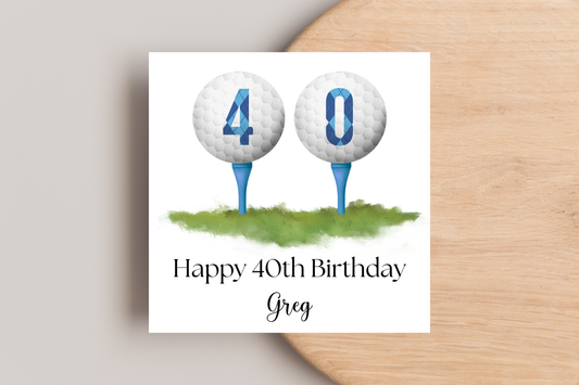 Personalised Golf 40th Birthday Card