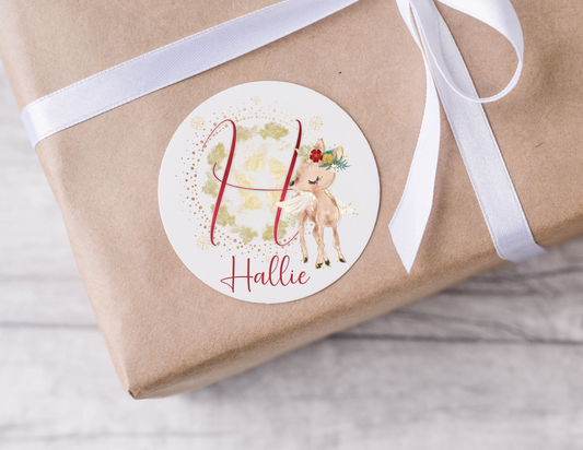 Personalised Initial Reindeer Christmas Present Labels