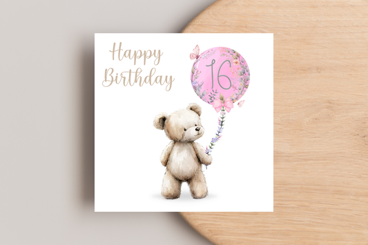 Bear 16th Birthday Card