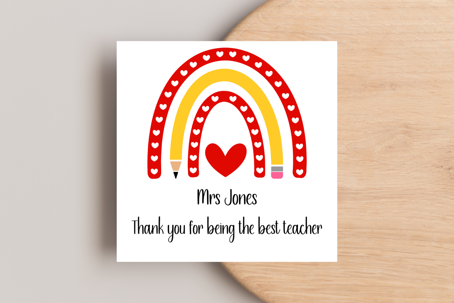 Personalised Thank You Teacher Rainbow End of Year Card