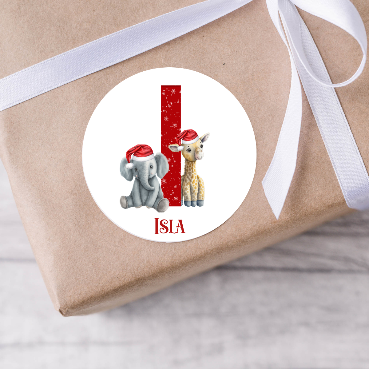 Personalised Safari Animal Christmas Present Labels