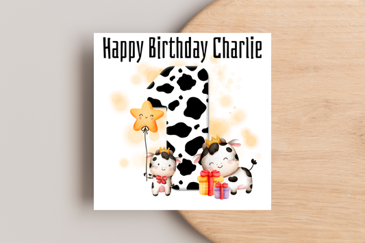 Personalised Cow Birthday Card