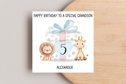 Personalised Animal Present Birthday Card