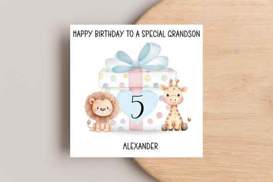 Personalised Animal Present Birthday Card