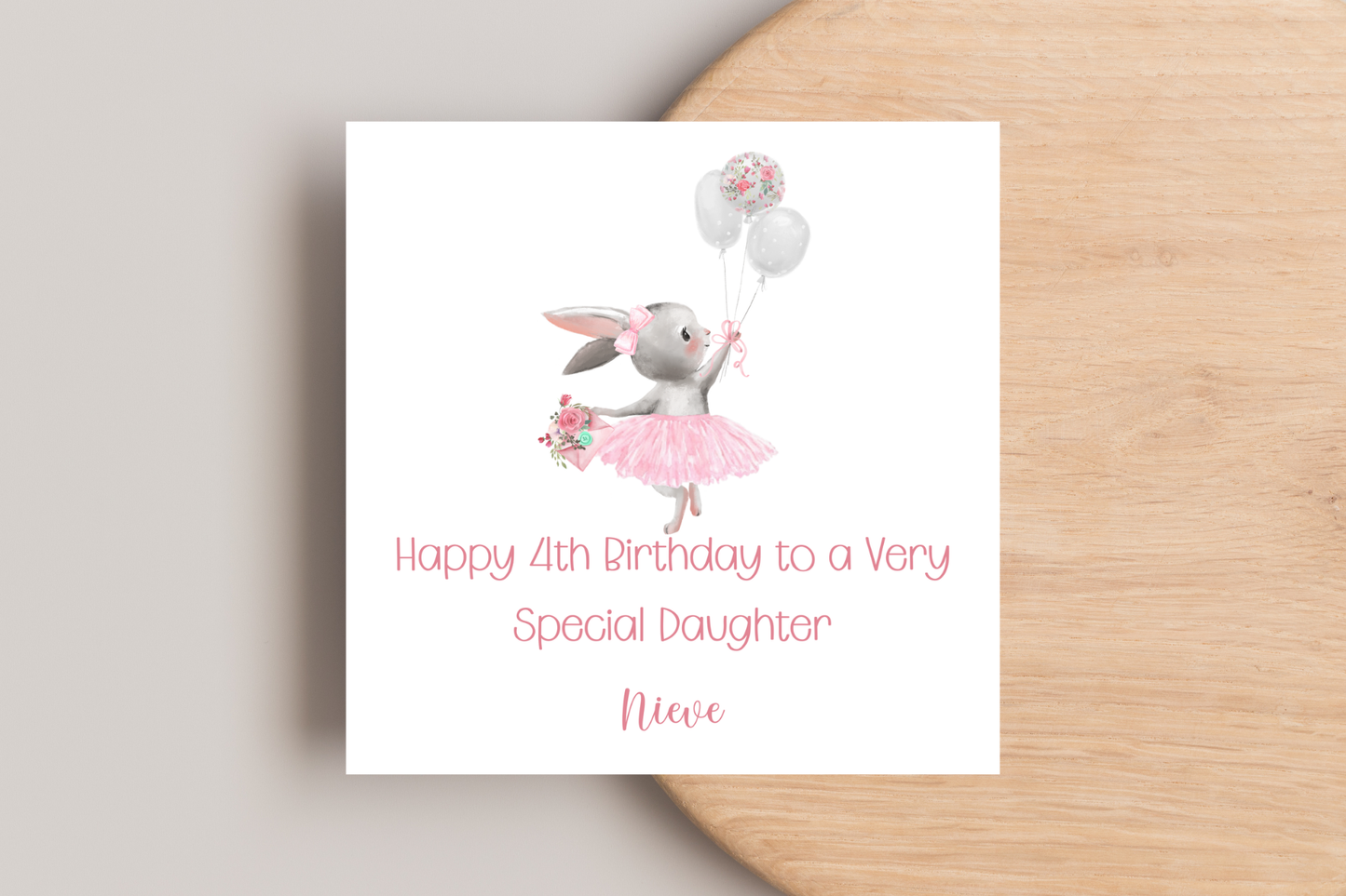 Personalised Ballerina Bunny Birthday Card