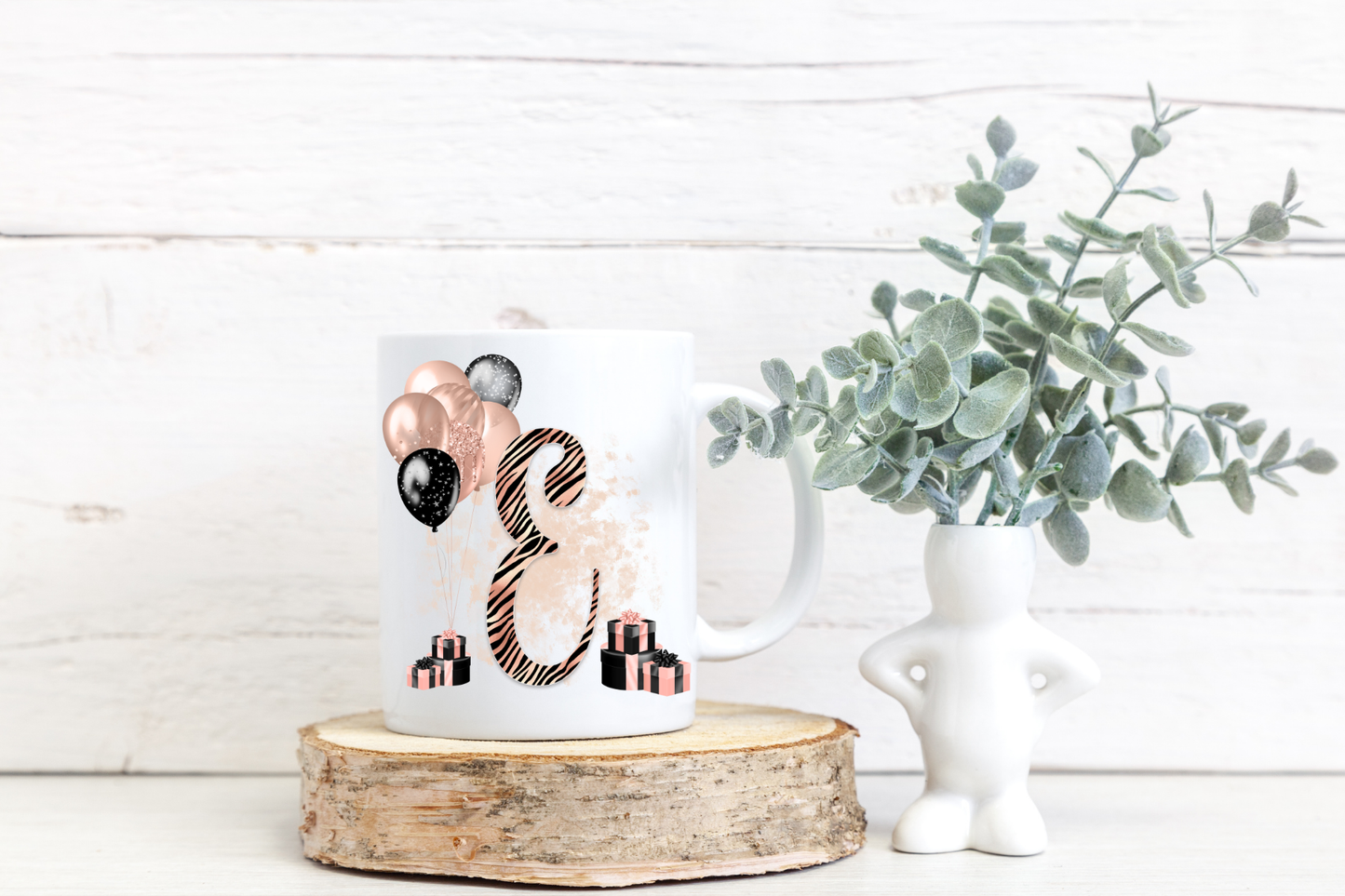 Personalised Initial Rose gold Birthday Mug