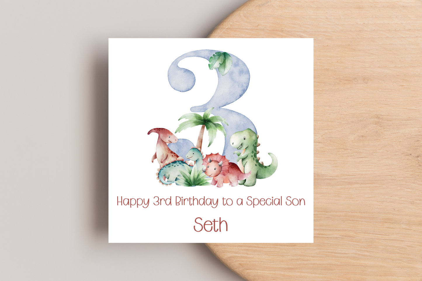 Personalised Dinosaur 3rd Birthday Card