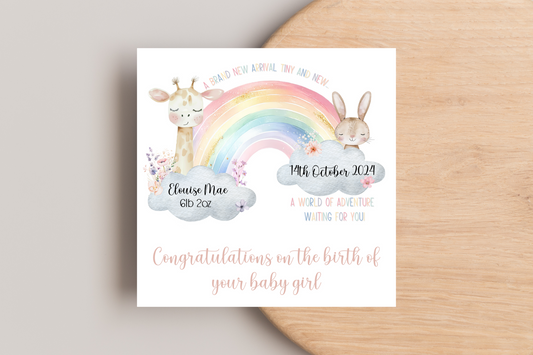 Personalised Baby Arrival Card