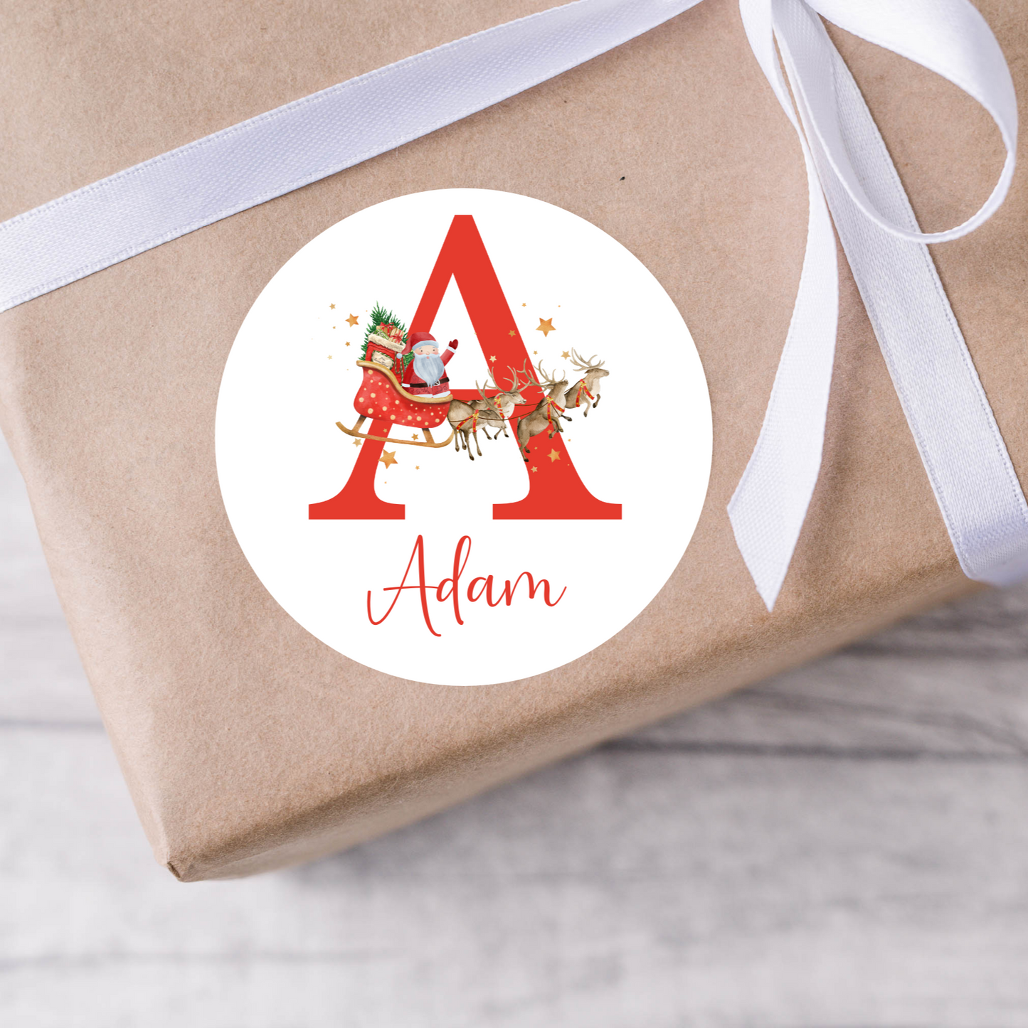 Santa Initial Christmas Present Labels
