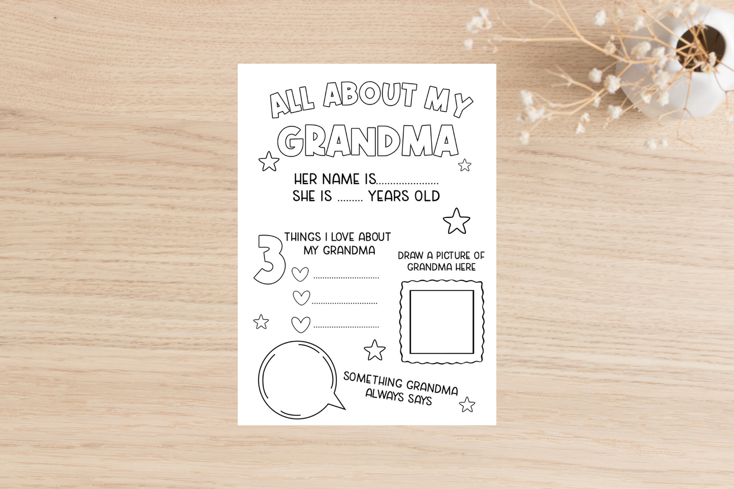 Colour In All About My Granny Card