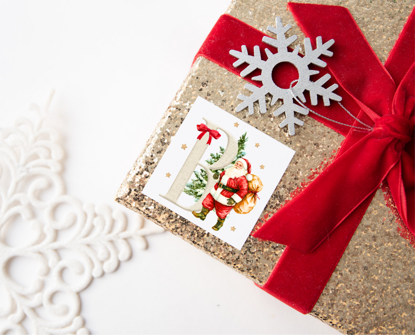 Santa Initial Christmas Present Labels