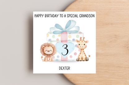 Personalised Animal Present Birthday Card