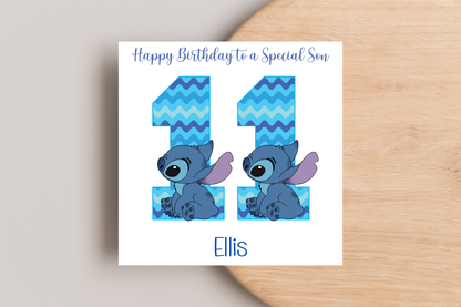 Personalised Stitch Number Birthday Card- 6th 7th 8th 9th 10th 11th 12th