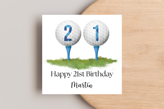 Personalised Golf 21st Birthday Card