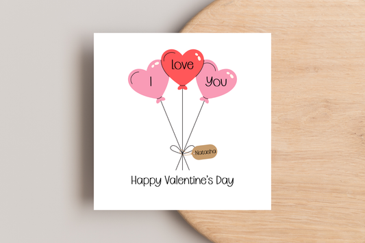 Personalised I Love You Balloons Valentine's Day Card