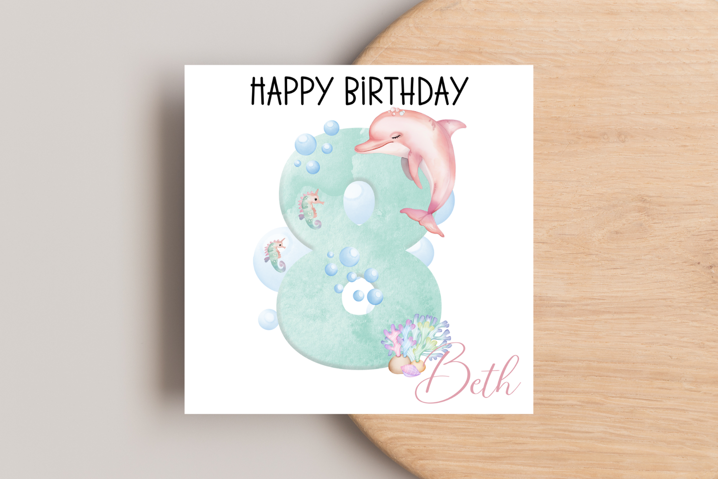 Personalised Dolphin Number Birthday Card