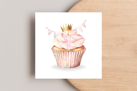 Princess Cupcake Birthday Card
